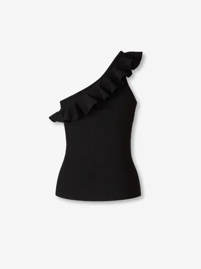 Zimmermann Asymmetric Ruffle Top In Black