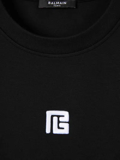 Balmain Logo Embroidered Crewneck T-shirt In Black