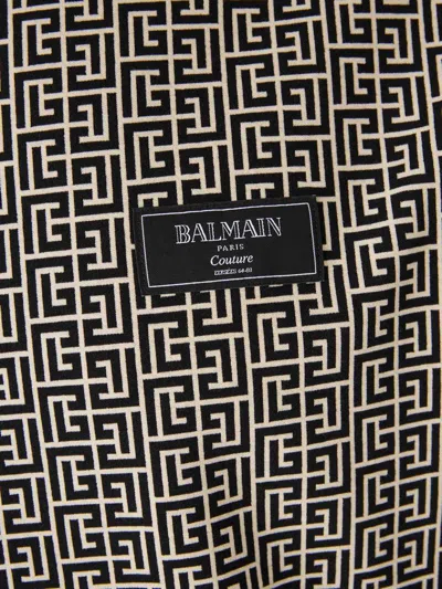 Balmain Men Jacquard T-shirt With Pb Labyrinth Monogram In Gray