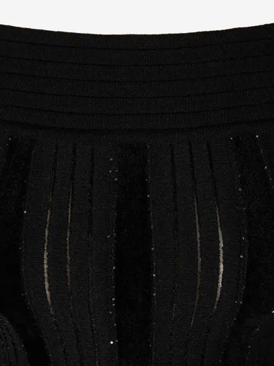 Balmain Off-the-shoulder Glittered Velvet And Ribbed-knit Top In Black