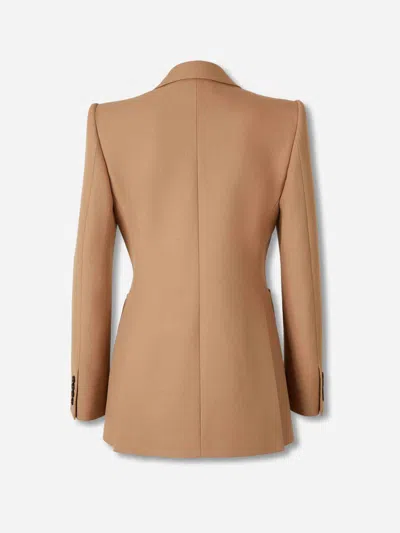 Chloé Peak-lapel Button Wool Blazer In Brown