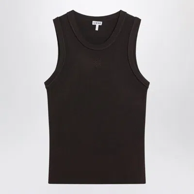 Loewe Ribbed Viscose-blend Tank Top In Brown