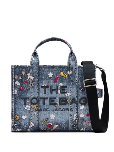 Marc Jacobs Medium Tote Bag Embroidered Design In Blue