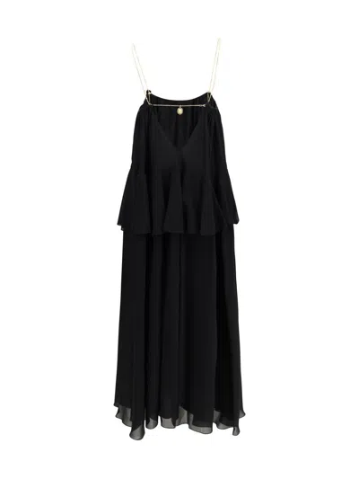 Chloé Open-back Embellished Tiered Silk-georgette Maxi Dress In Black