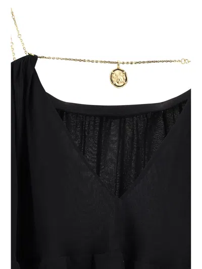 Chloé Open-back Embellished Tiered Silk-georgette Maxi Dress In Black