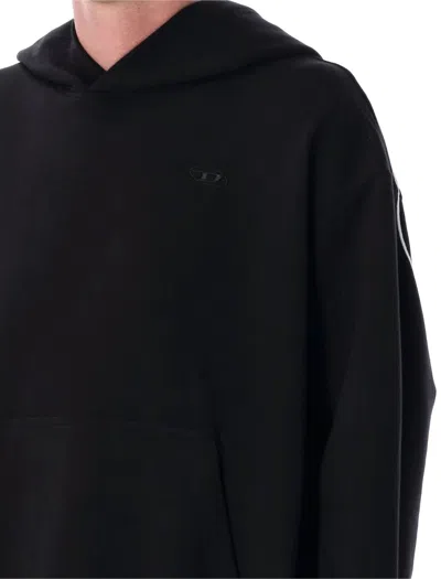 Diesel S-macs-hood-megoval-d Relaxed Fit Black Hoodie In Black
