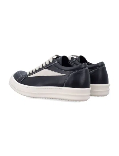 Rick Owens Women Black Low Top Sneakers With Contrasting Stitching In Leather Woman In Black