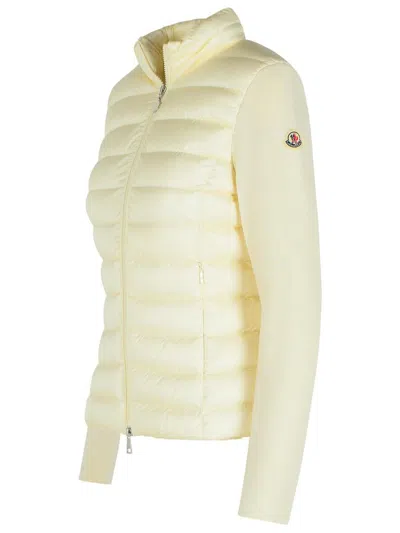 Moncler Black Virgin Wool Blend Jacket In Yellow