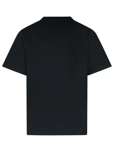 Burberry Men Black Crewneck T-shirt With Ekd And Logo Lettering Embroidery On The Front In Cotton Ma