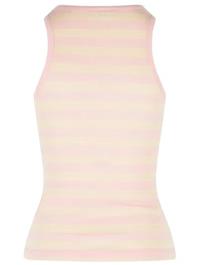 Ganni Pink Stretch Cotton Tank Top Women In Pink
