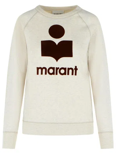 Isabel Marant Étoile Isabel Marant Etoile Women Beige High Neck Sweatshirt With Contrasting Logo Print In Cotton Blend Wo In Neutral