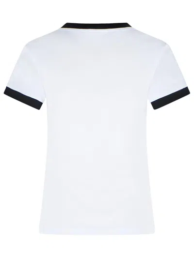 Ganni Women White Crewneck T-shirt With Maxi Print On The Front In Cotton Woman In Multi