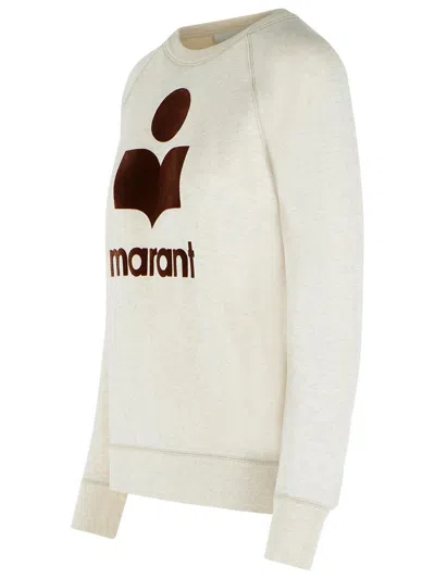 Isabel Marant Étoile Isabel Marant Etoile Women Beige High Neck Sweatshirt With Contrasting Logo Print In Cotton Blend Wo In Neutral