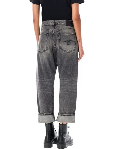 R13 Crossover Waist Denim Jeans In Gray