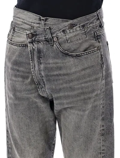 R13 Crossover Waist Denim Jeans In Gray