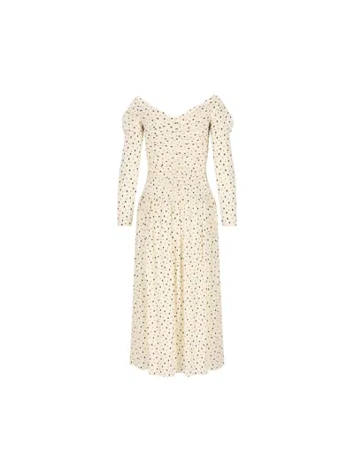 Isabel Marant Giovana Polka-dot Puff-sleeve Midi Dress In Neutral