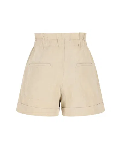 Isabel Marant Pleated Tie-waist Shorts In Neutral