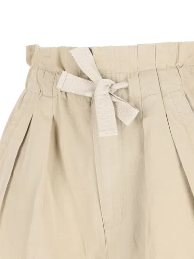 Isabel Marant Pleated Tie-waist Shorts In Neutral