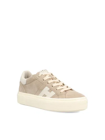 Hogan Crosswind Suede Sneakers In Neutral