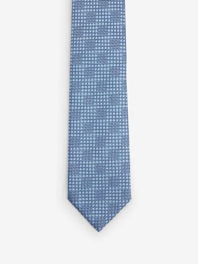 Brioni Textured Silk Tie In Blue