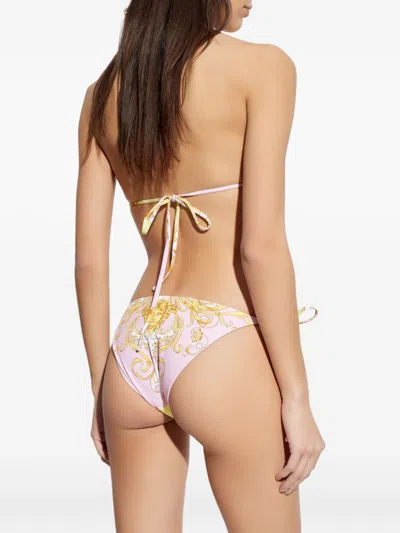 Versace Barocco Triangle Bikini Top Adjustable Straps In Multi