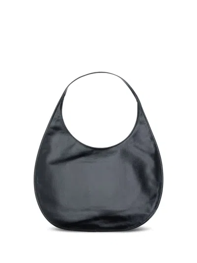Courrèges Black Calf Leather Bos Taurus Shoulder Bag In Black