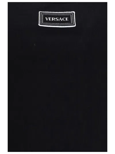 Versace Tank Top In Cotton Rib Stretch In Black