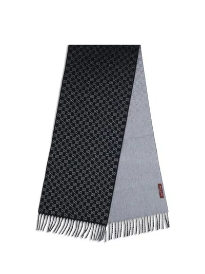 Gucci Men Wool And Cashmere Scarf With A Gradient Gg Motif In Black