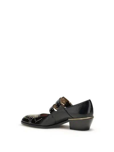 Chloé Black Calf Leather Bos Taurus Ballet Flats In Black