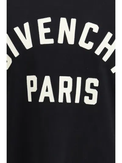 Givenchy Men Black Crewneck T-shirt With Maxi Logo Lettering On The Front In Cotton Man In Black