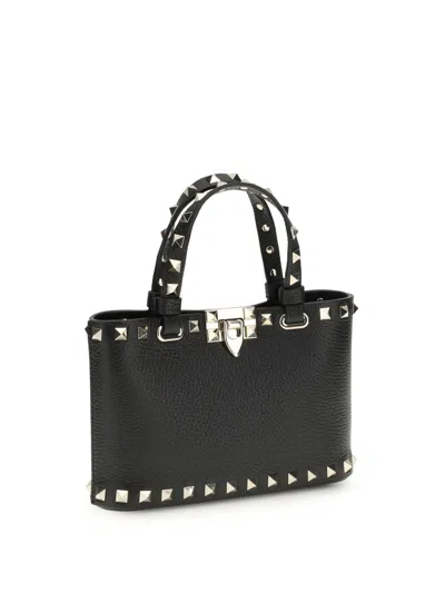 Valentino Garavani Rockstud Mini Shopping Bag In Grainy Calfskin Woman Black Uni