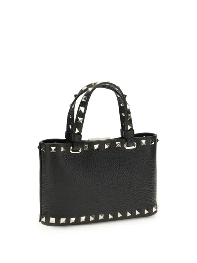 Valentino Garavani Rockstud Mini Shopping Bag In Grainy Calfskin Woman Black Uni
