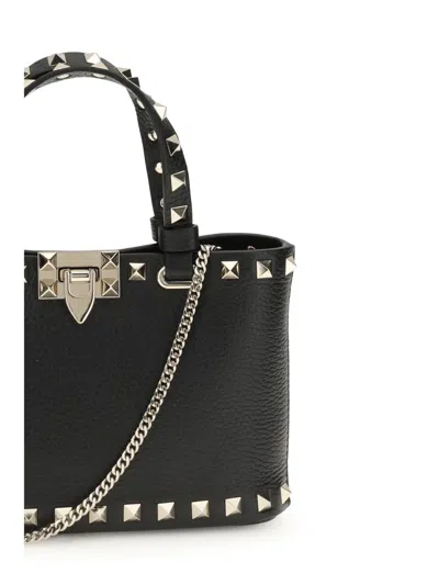 Valentino Garavani Rockstud Mini Shopping Bag In Grainy Calfskin Woman Black Uni