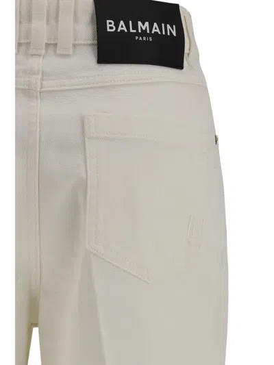 Balmain White Cotton Straight-leg Jeans In White