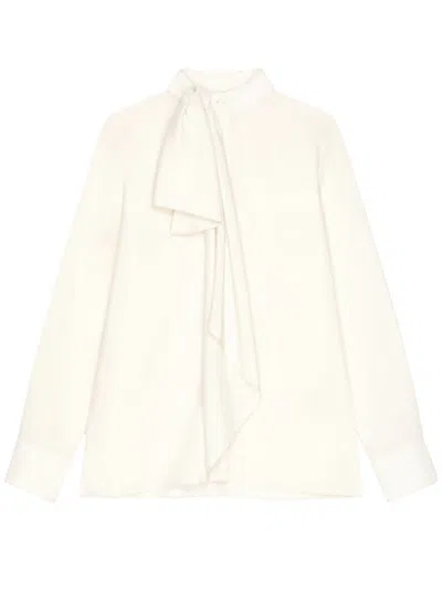 Givenchy Long Sleeve Blouse Draped Bow Detail In Neutral