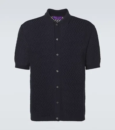 Ralph Lauren Chevron Cotton Polo Shirt In Black