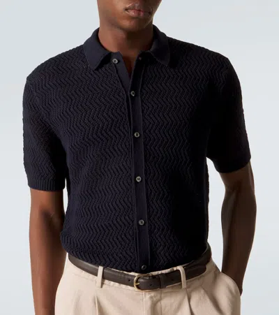 Ralph Lauren Chevron Cotton Polo Shirt In Black