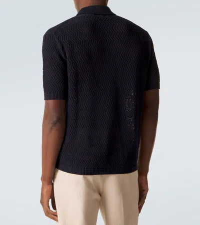 Ralph Lauren Chevron Cotton Polo Shirt In Black