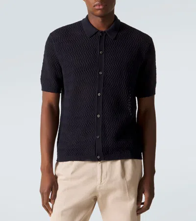 Ralph Lauren Chevron Cotton Polo Shirt In Black