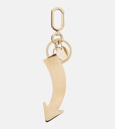 Christian Louboutin Steel Circus Signpost Keyring In Gold
