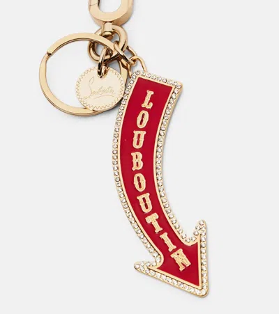 Christian Louboutin Steel Circus Signpost Keyring In Gold