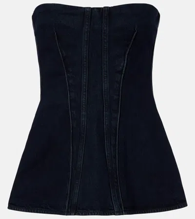 Agolde Lara Denim Corset In Blue