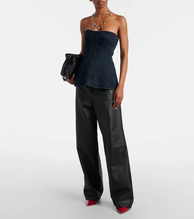 Agolde Lara Denim Corset In Blue