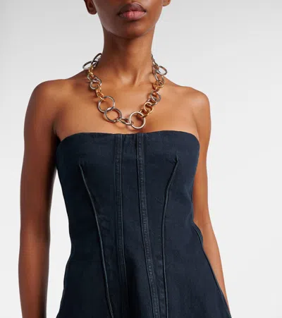 Agolde Lara Denim Corset In Blue