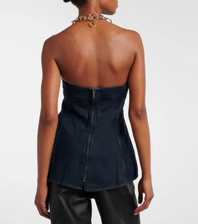 Agolde Lara Denim Corset In Blue