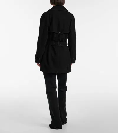 Balenciaga Suede Trench Coat In Black