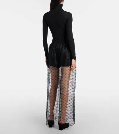 Alaïa Mid-rise Point D'esprit Wide-leg Pants In Black