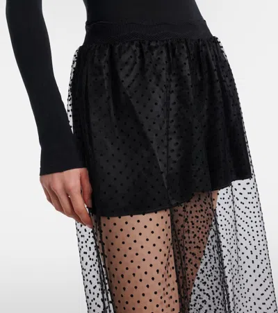 Alaïa Mid-rise Point D'esprit Wide-leg Pants In Black