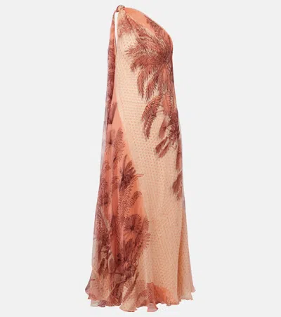 Johanna Ortiz Printed Silk Lamé Gown In Pink