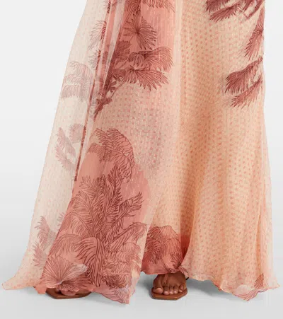 Johanna Ortiz Printed Silk Lamé Gown In Pink